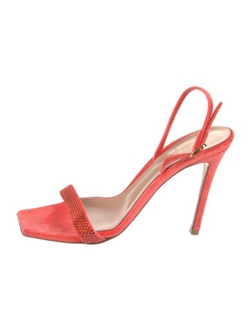 Gianvito Rossi Sandals Velvet Crystal Embellishments Slingback IT 37.5 | 7.5