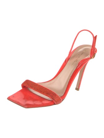 Gianvito Rossi Velvet Crystal Embellishments Slingback Sandals