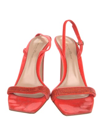 Gianvito Rossi Velvet Crystal Embellishments Slingback Sandals