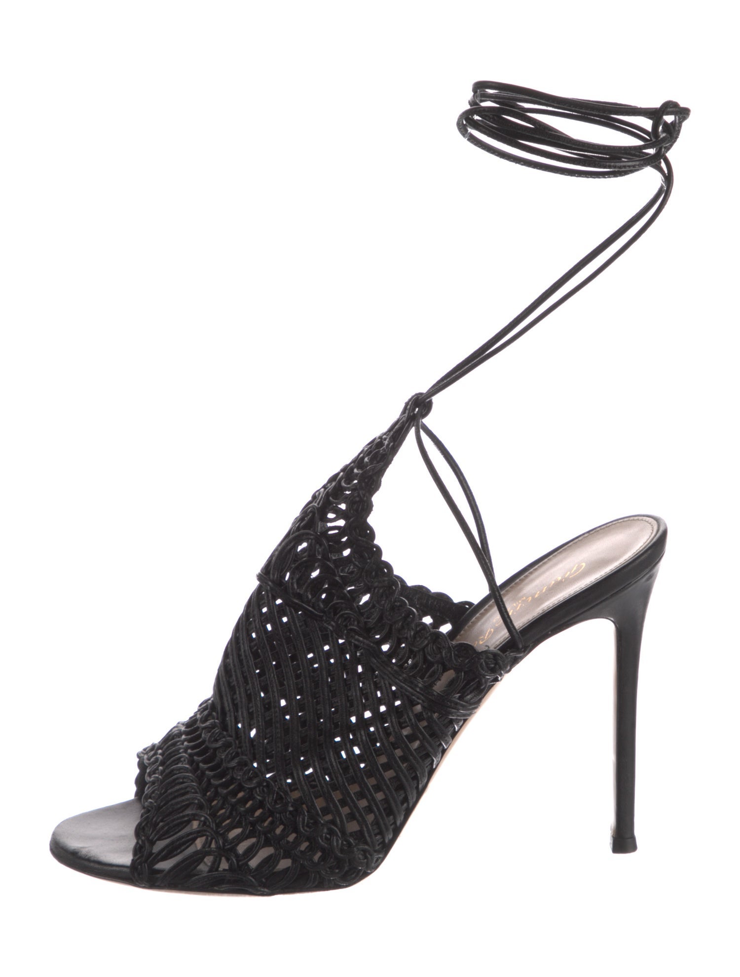 Gianvito Rossi Leather Crochet Trim Sandals