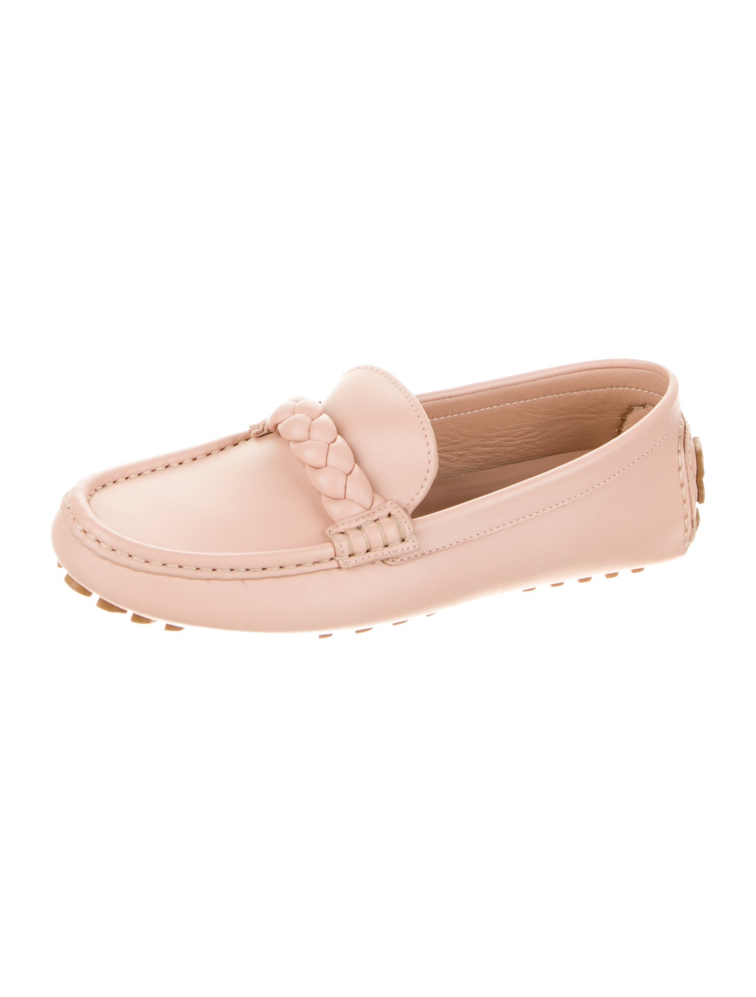 Gianvito Rossi Leather Braided Accents Loafers