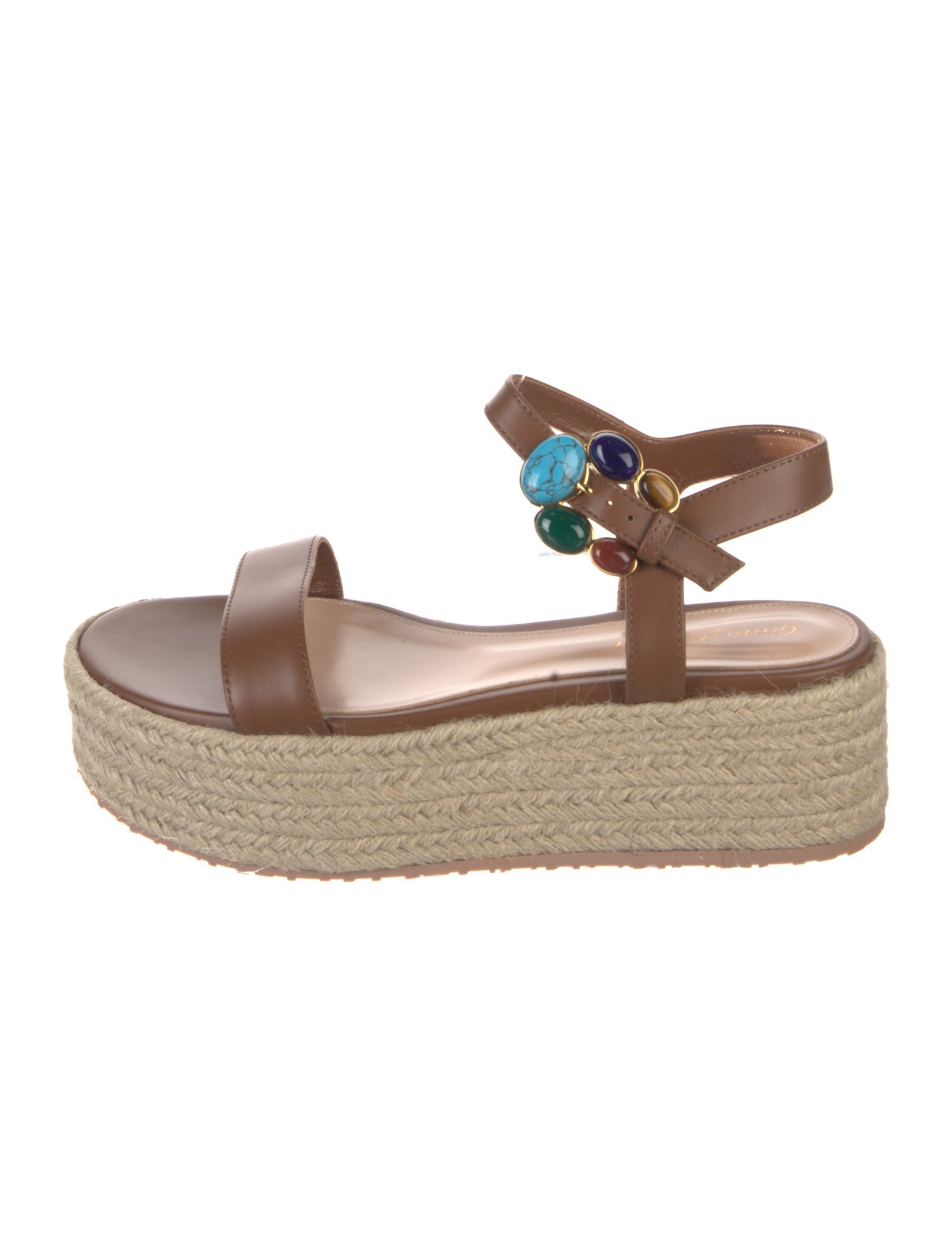 Gianvito Rossi Leather Studded Accents Espadrilles