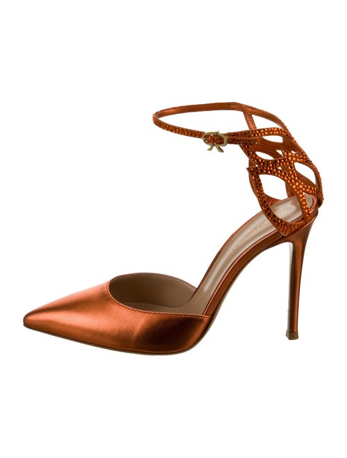 Gianvito Rossi Leather Crystal Embellishments D'Orsay Pumps