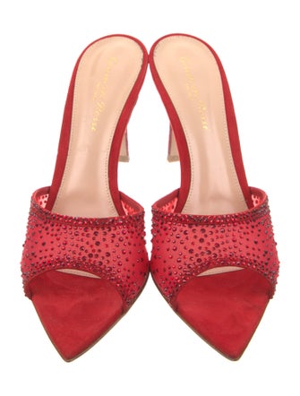 Gianvito Rossi Mesh Crystal Embellishments Slides