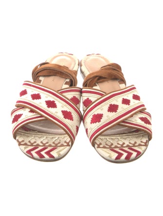 Gianvito Rossi Canvas Printed Slingback Sandals