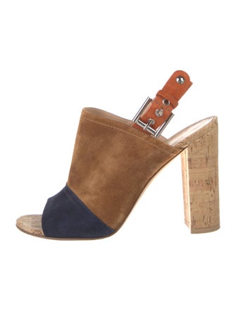 Gianvito Rossi Suede Colorblock Pattern Slingback Pumps