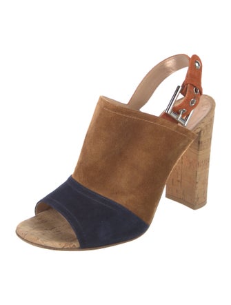 Gianvito Rossi Suede Colorblock Pattern Slingback Pumps