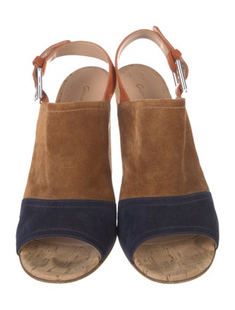 Gianvito Rossi Suede Colorblock Pattern Slingback Pumps