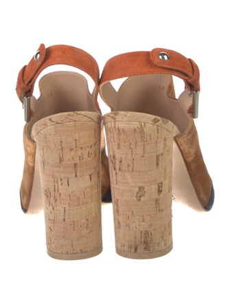 Gianvito Rossi Suede Colorblock Pattern Slingback Pumps