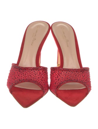 Gianvito Rossi Suede Mesh Accents Slides