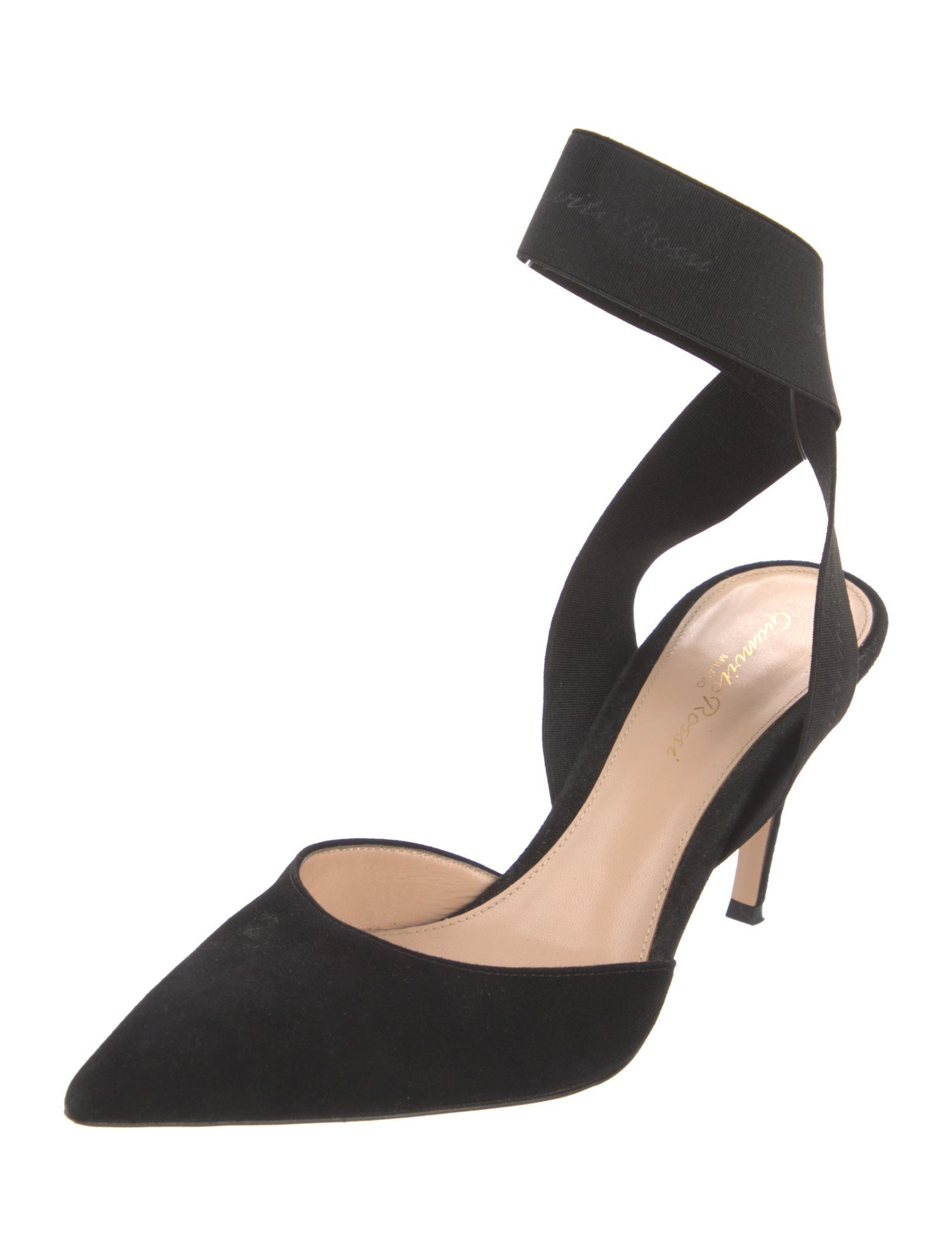 Gianvito Rossi Suede Grosgrain Trim D'Orsay Pumps