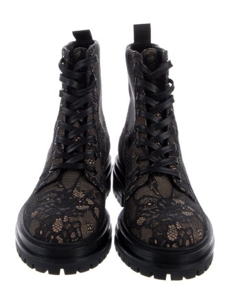 Gianvito Rossi Lace Lace Pattern Combat Boots