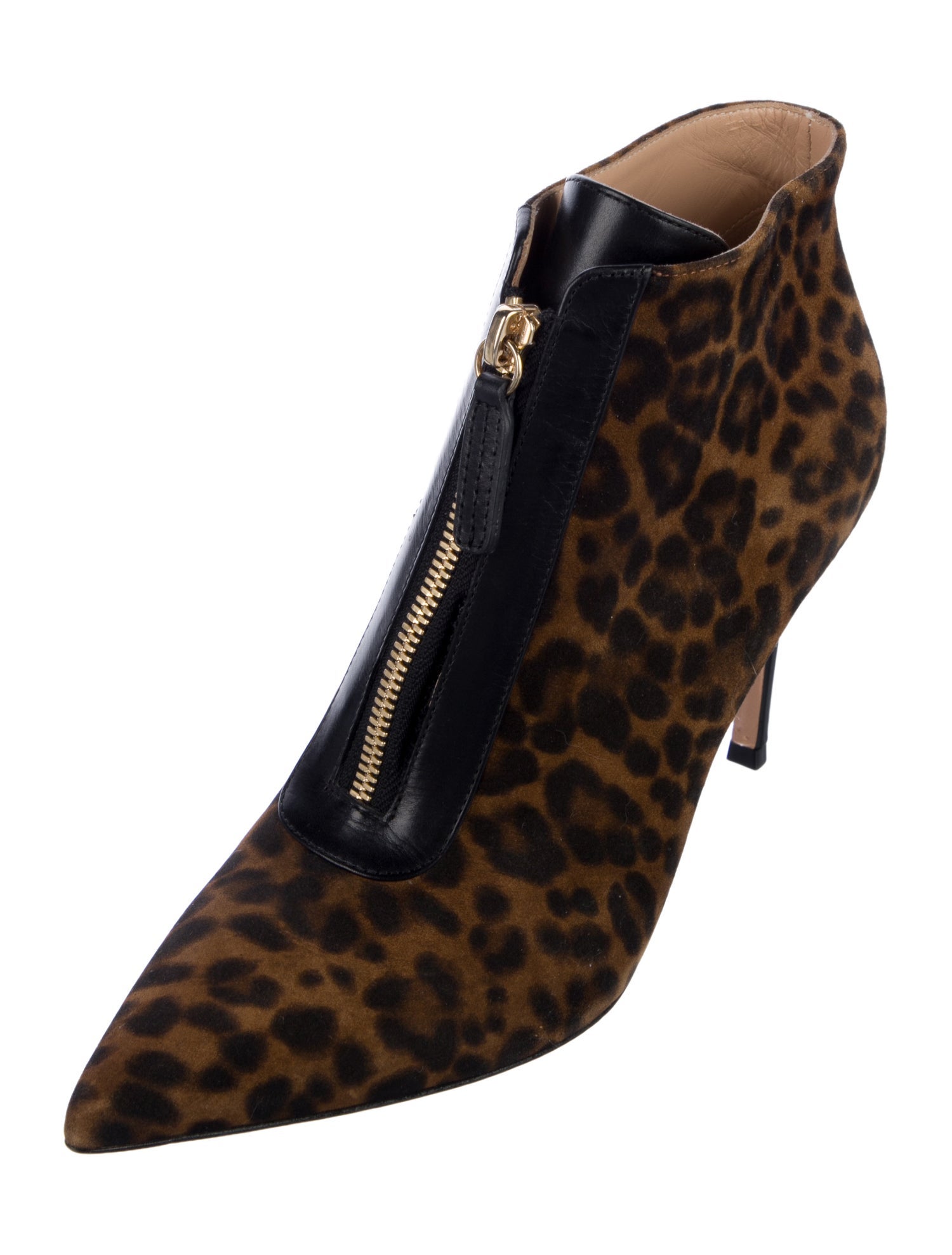 Gianvito Rossi Suede Animal Print Lace-Up Boots