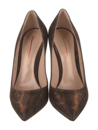 Gianvito Rossi Printed Glitter Accents Pumps