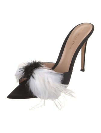 Gianvito Rossi Feather Trim Slides