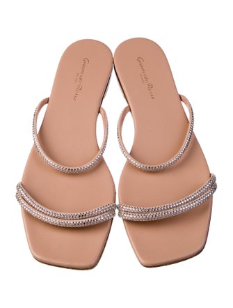 Gianvito Rossi Suede Crystal Embellishments Slides
