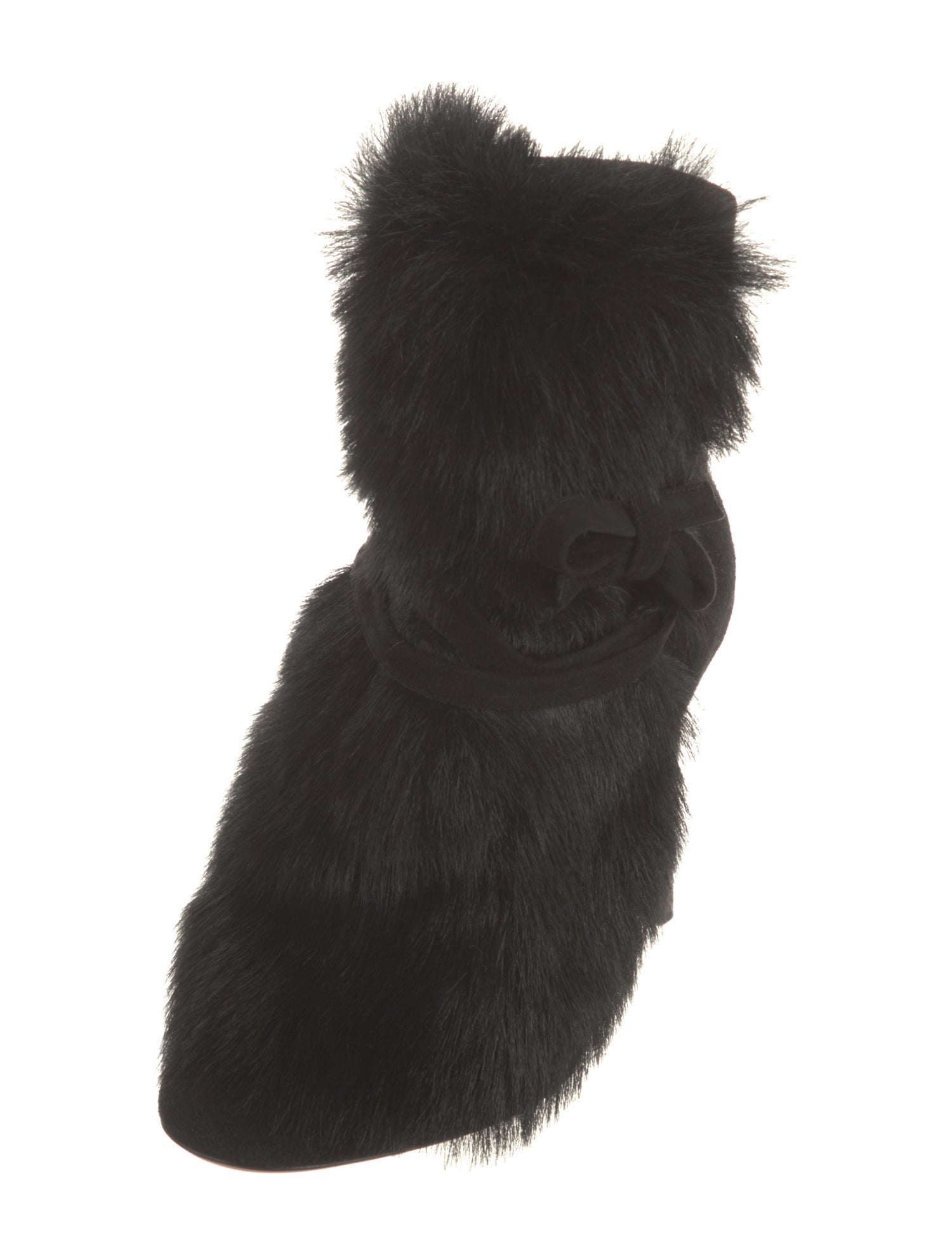 Gianvito Rossi Suede Faux Fur Trim Lace-Up Boots