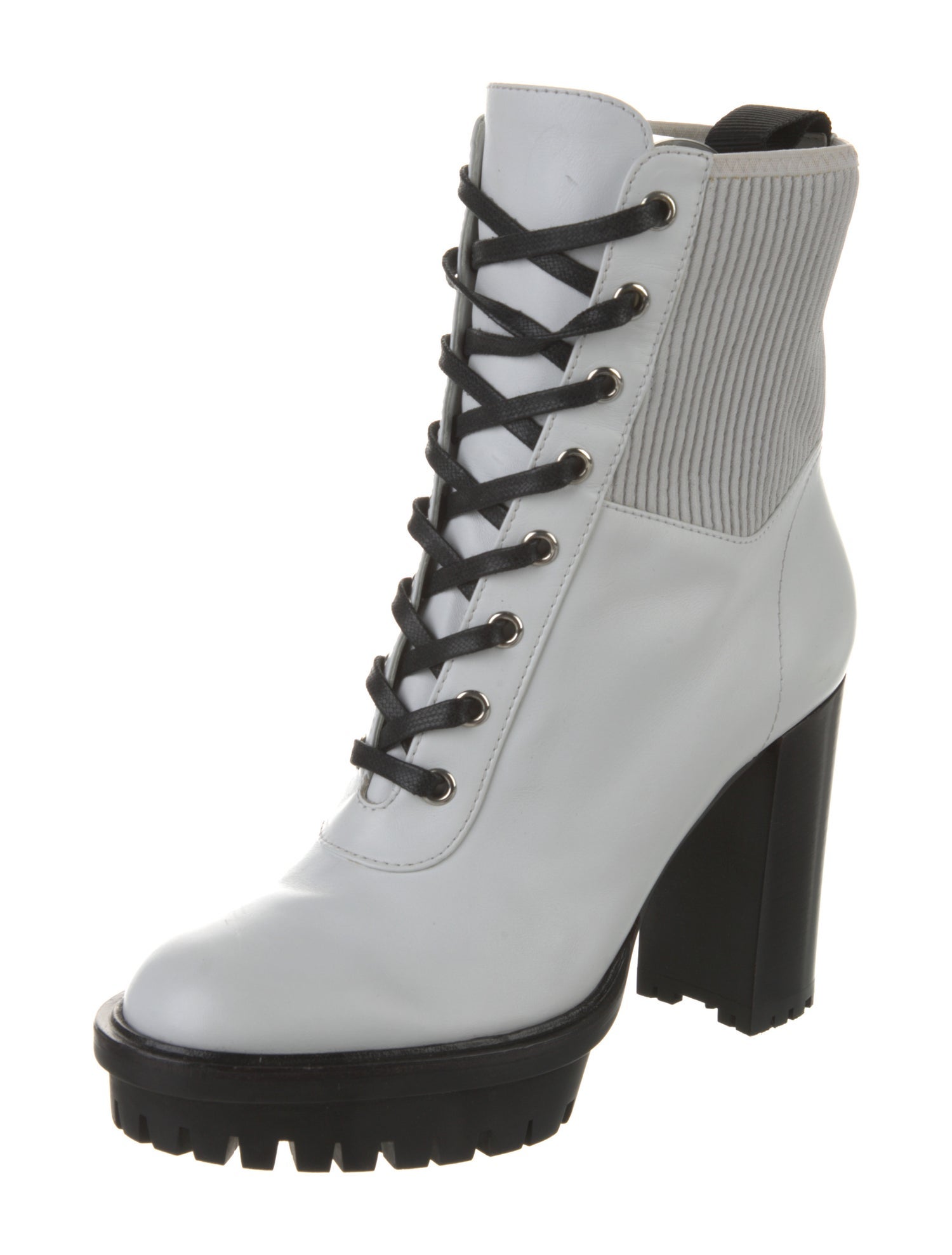 Gianvito Rossi Quilted Pattern Leather Combat Boots