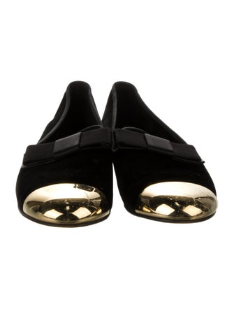 Gianvito Rossi Velvet Bow Accents Flats