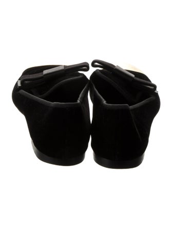 Gianvito Rossi Velvet Bow Accents Flats