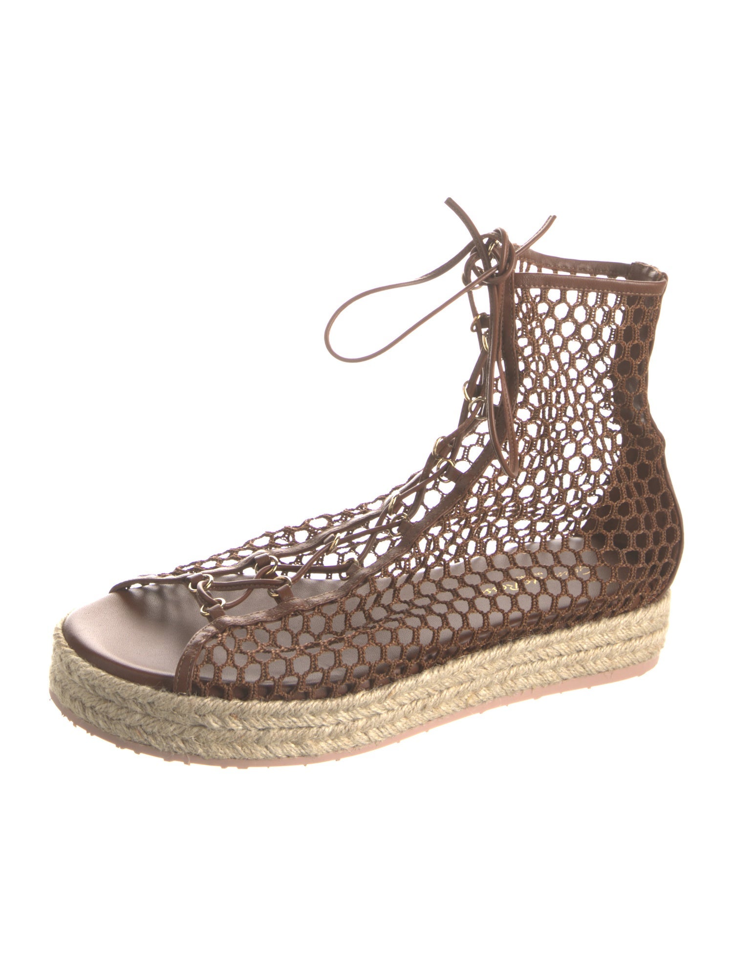 Gianvito Rossi Leather Mesh Accents Espadrilles