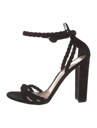 Gianvito Rossi Suede Braided Accents Sandals