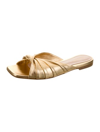 Gianvito Rossi Leather Pleated Accents Slides