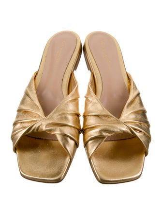 Gianvito Rossi Leather Pleated Accents Slides
