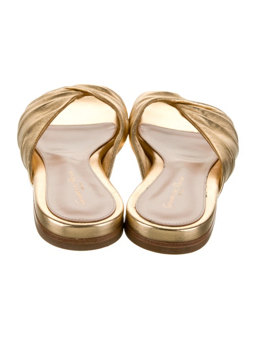 Gianvito Rossi Leather Pleated Accents Slides