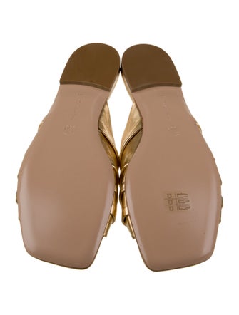 Gianvito Rossi Leather Pleated Accents Slides