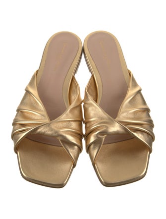 Gianvito Rossi Leather Pleated Accents Slides