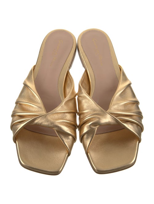 Gianvito Rossi Leather Pleated Accents Slides