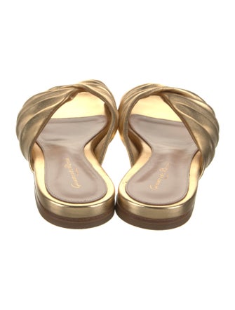 Gianvito Rossi Leather Pleated Accents Slides