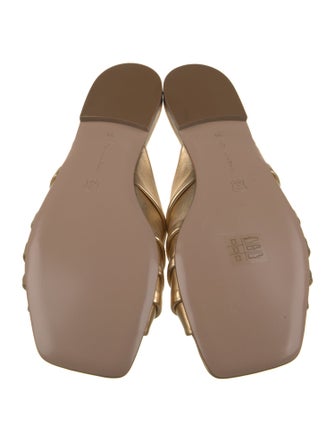 Gianvito Rossi Leather Pleated Accents Slides