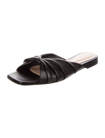 Gianvito Rossi Leather Pleated Accents Slides
