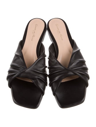 Gianvito Rossi Leather Pleated Accents Slides