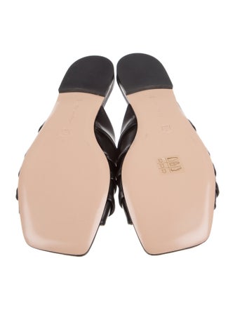 Gianvito Rossi Leather Pleated Accents Slides