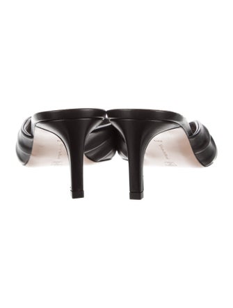 Gianvito Rossi Leather Pleated Accents Slides