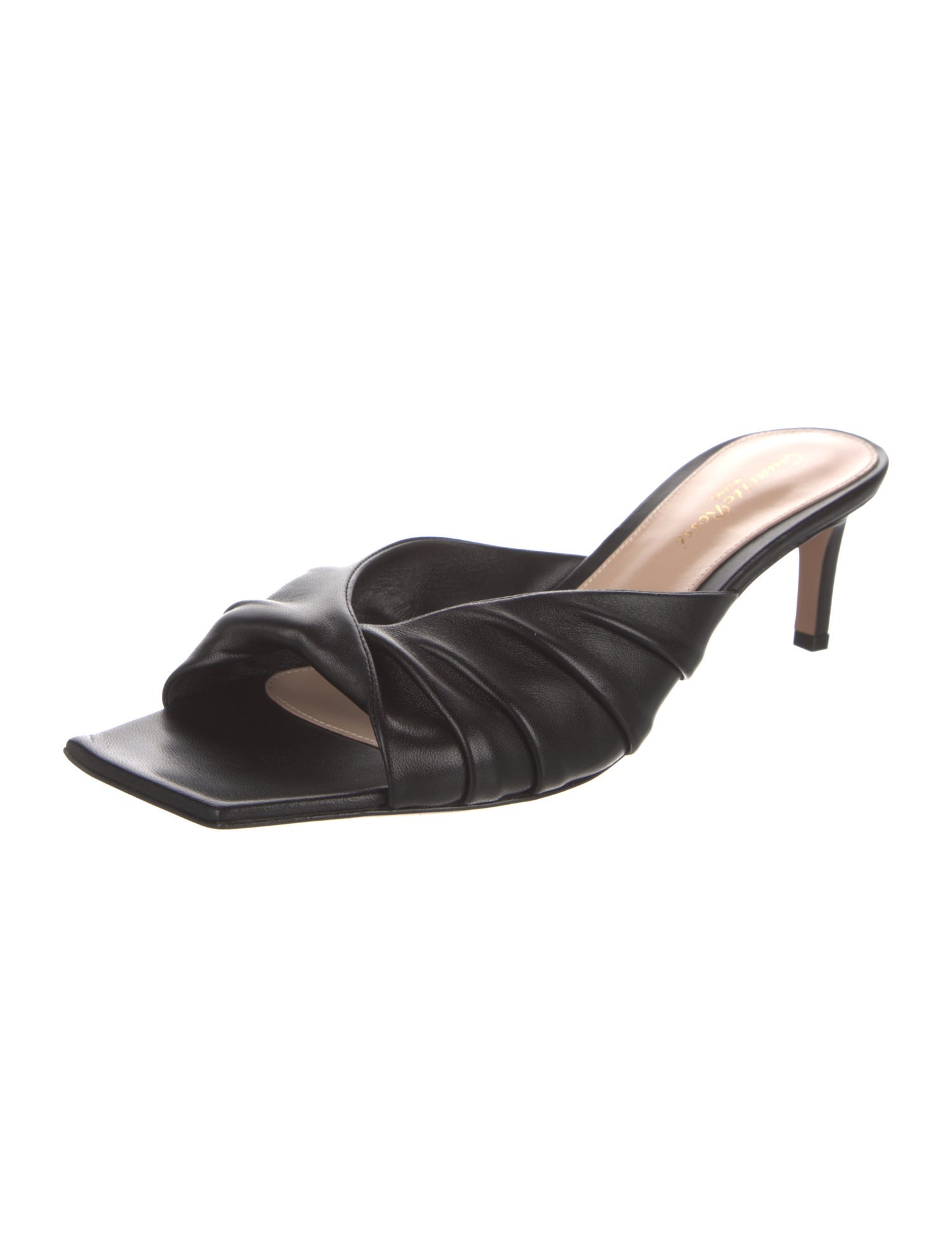 Gianvito Rossi Leather Pleated Accents Slides