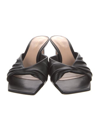 Gianvito Rossi Leather Pleated Accents Slides