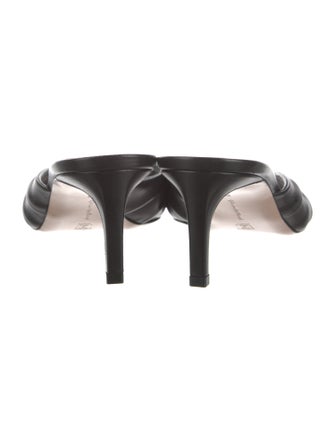 Gianvito Rossi Leather Pleated Accents Slides
