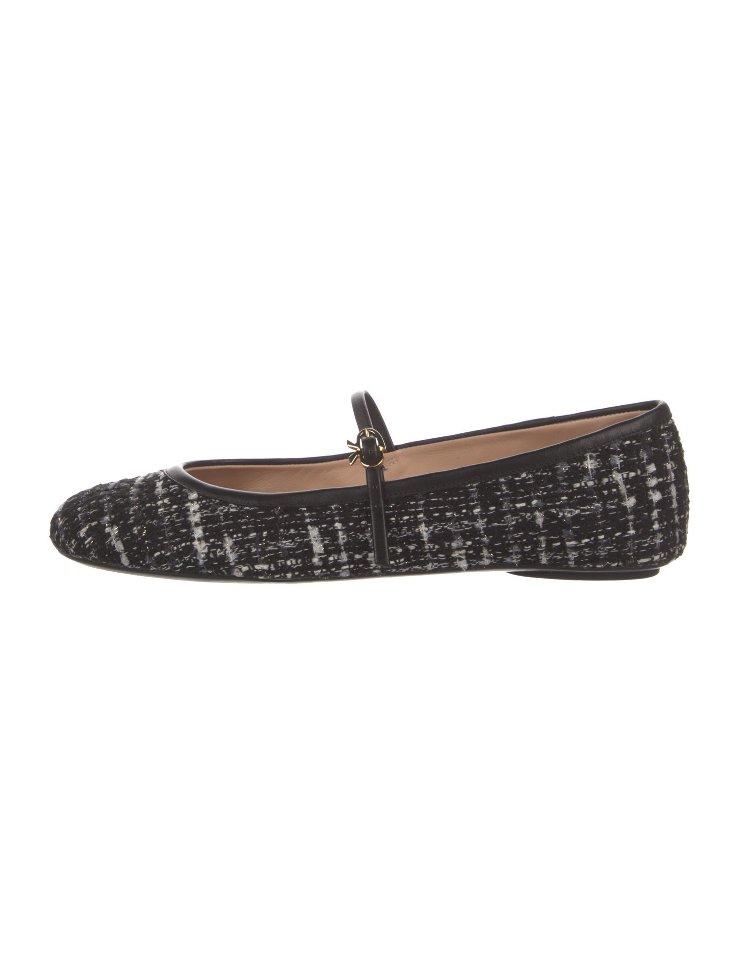 Gianvito Rossi Tweed Tweed Pattern Mary Jane Flats