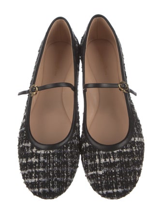 Gianvito Rossi Tweed Tweed Pattern Mary Jane Flats