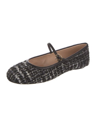 Gianvito Rossi Tweed Tweed Pattern Mary Jane Flats