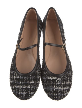 Gianvito Rossi Tweed Tweed Pattern Mary Jane Flats