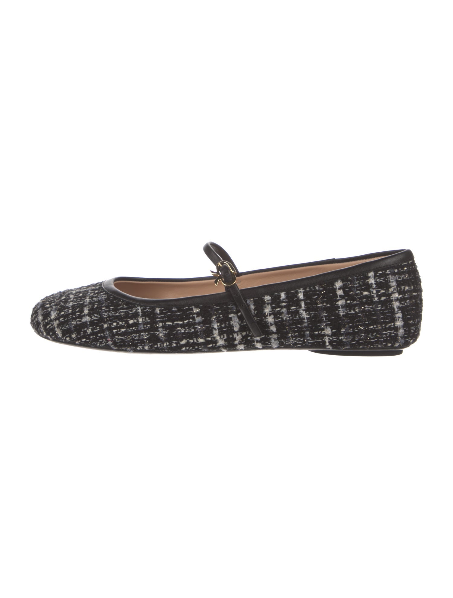 Gianvito Rossi Tweed Tweed Pattern Mary Jane Flats
