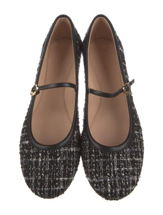 Gianvito Rossi Tweed Tweed Pattern Mary Jane Flats