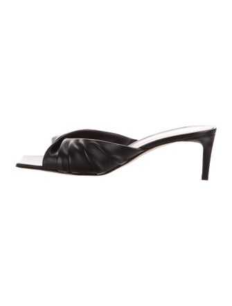 Gianvito Rossi Leather Pleated Accents Slides