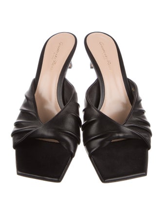 Gianvito Rossi Leather Pleated Accents Slides