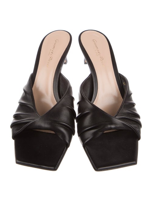 Gianvito Rossi Leather Pleated Accents Slides